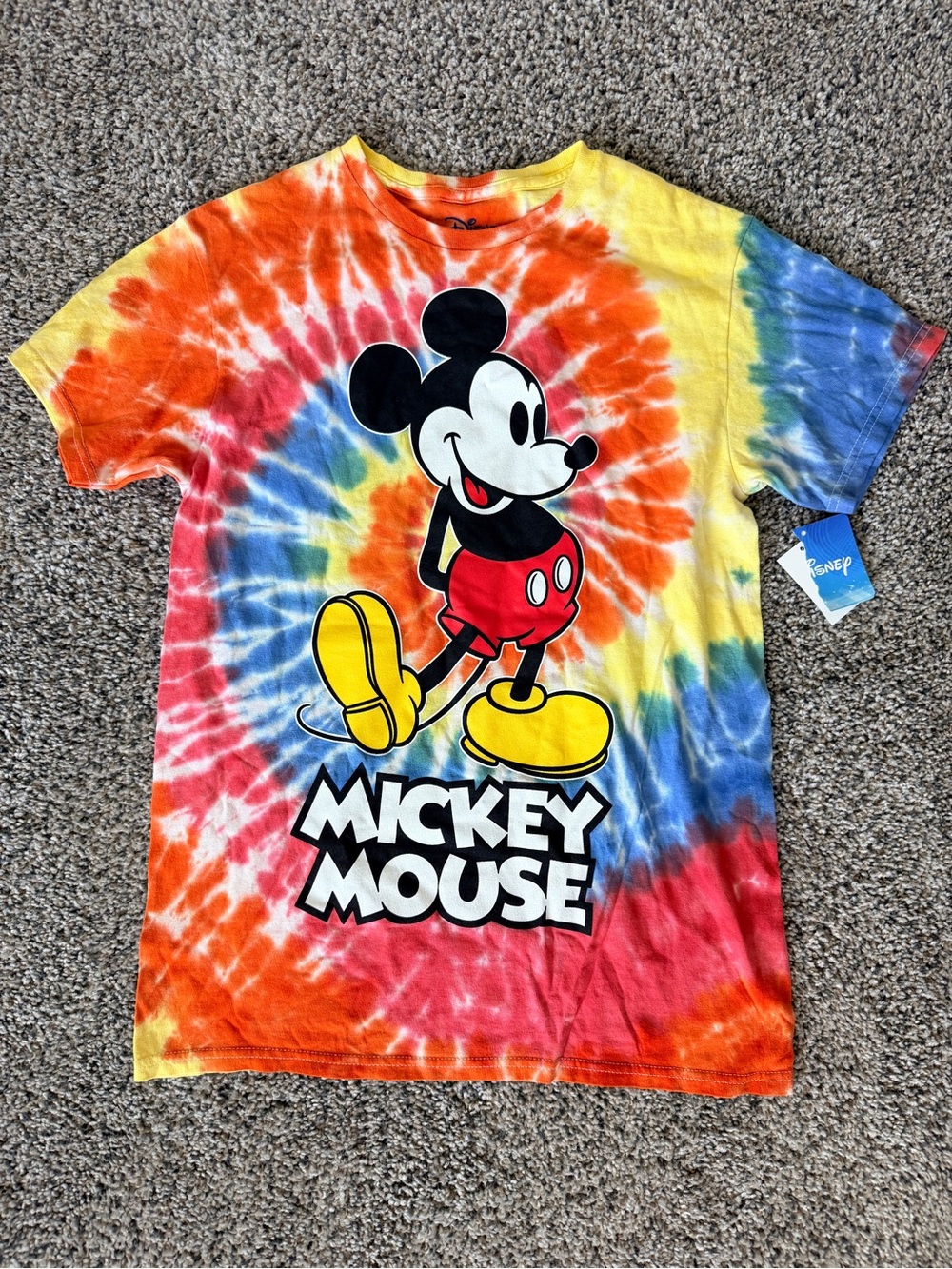 Disney Orange & Yellow Tie-Dye Mickey Graphic Tee NWT Small